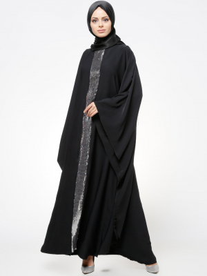 Tuncay Siyah Gümüş Pul Payet İşlemeli Elbise