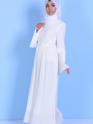 Sefamerve Beyaz Piliseli Elbise