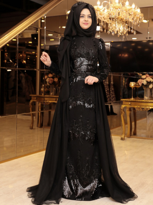 Pınar Şems Siyah Pırlanta Abiye Elbise