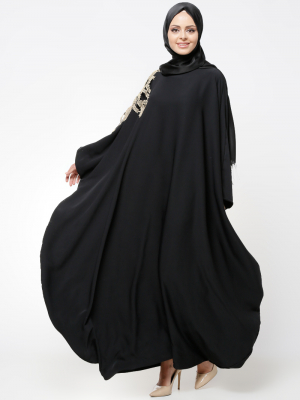 Tuncay Siyah Güpür Detaylı Elbise