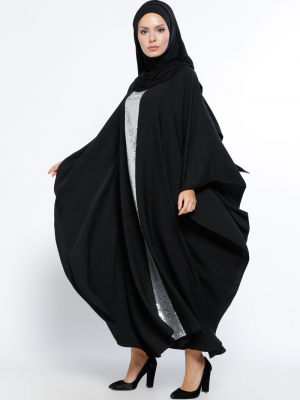 Filizzade Siyah Gümüş Pul Payetli Salaş Elbise