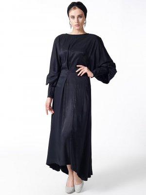 Dilvin Siyah Yarasa Kollu Elbise