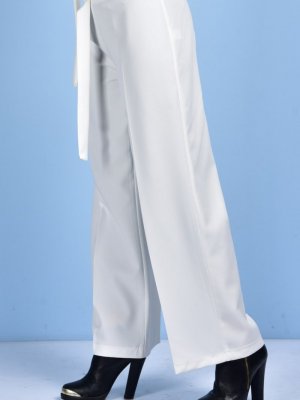 Sefamerve Beyaz Kemerli Pantolon