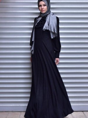 Sefamerve Siyah İnci Detaylı Elbise