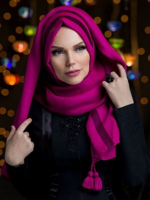 Muslima Wear Fuşya Queen Püsküllü Şal