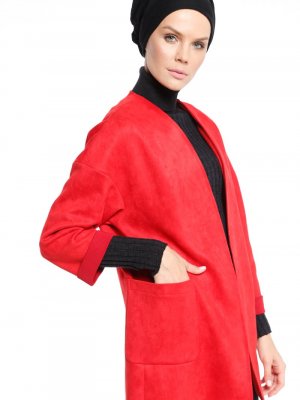 Fashion Box London Kırmızı Süet Ceket