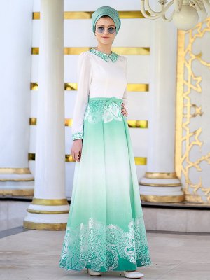 Nilüfer Kamacıoğlu Yeşil Yakma Tül Elbise