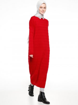Zentoni Kırmızı Triko Elbise