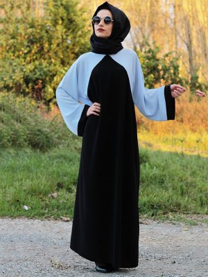 Gabra Siyah Mavi Ferace Elbise
