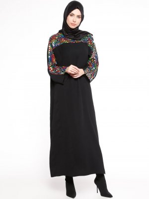 Filizzade Siyah Pul Payetli Elbise