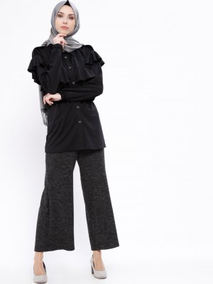 Loreen By Puane Siyah Fermuar Detaylı Pantolon