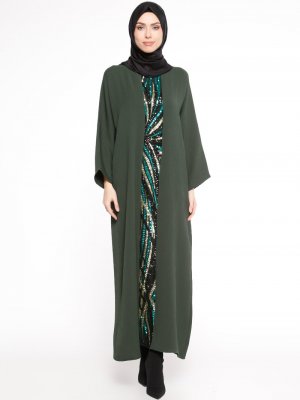 Filizzade Yeşil Pul Payetli Elbise