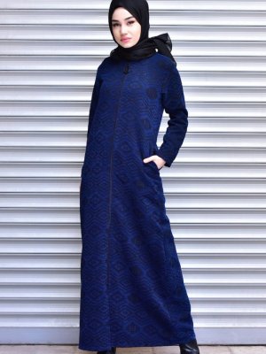 Sefamerve Saks Kilim Desenli Ferace
