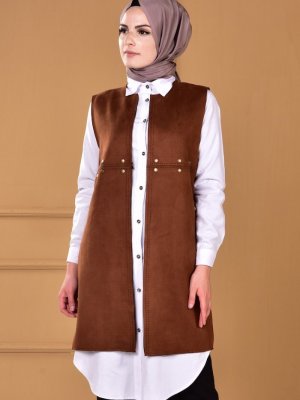 Sefamerve Taba Süet Yelek