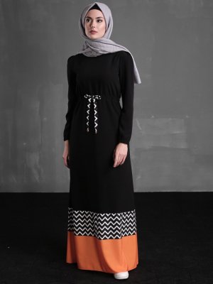 Delkash Siyah Gülfem Elbise