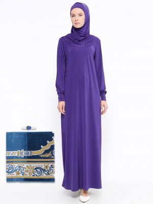Ginezza Mor Namaz Elbisesi&Seccade&Zikirmatik Üçlü Takım