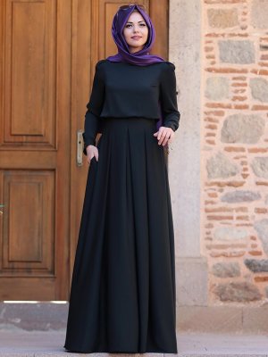 An-Nahar Siyah Gülce Elbise