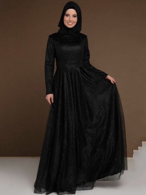 MODAYSA Siyah Simli Abiye Elbise