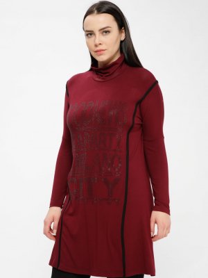 Zer Otantik Bordo Drop Baskılı Tunik