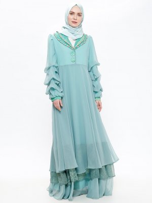 Think Fashion Anggia Handmade Elbise Yeşil