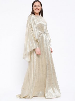 LEILA Gold Taşlı Abiye Elbise