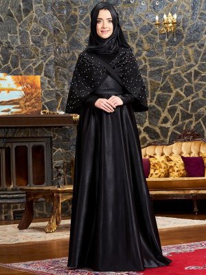 Mevra Siyah Elsa Abiye Elbise