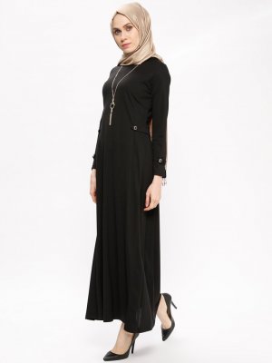 Zinet Siyah Kolyeli Elbise