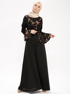 MODAGÜL Siyah Desenli Elbise