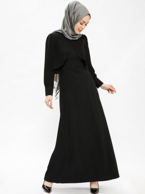 Mileny Siyah Pelerinli Elbise
