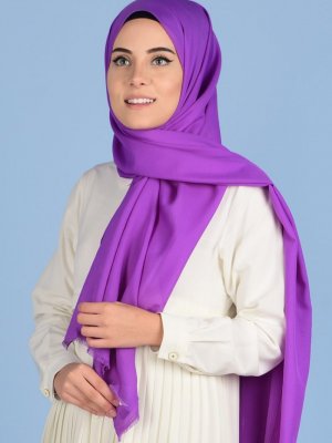 Sefamerve Açık Mor Şifon Şal