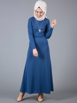 İnşirah İndigo Kolyeli Elbise