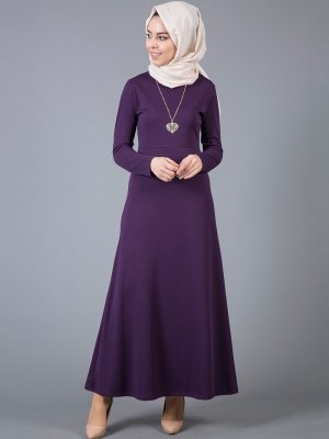 İnşirah Mor Kolyeli Elbise