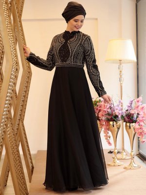Saliha Siyah Sahra Abiye Elbise
