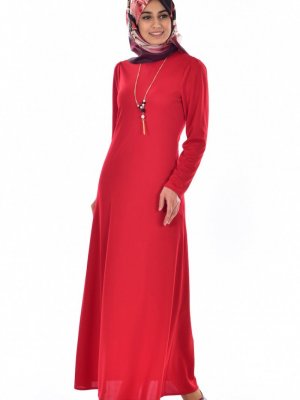 Sefamerve Kırmızı Kolyeli Elbise
