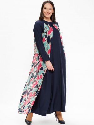 CML Collection Turkuaz Desenli Elbise