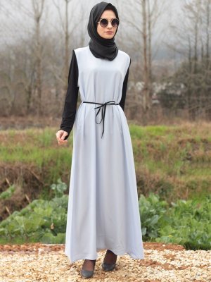 Fatma Aydın Siyah Mavi Elbise&Bluz İkili Takım