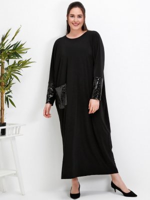 Alia Siyah Payet Detaylı Elbise