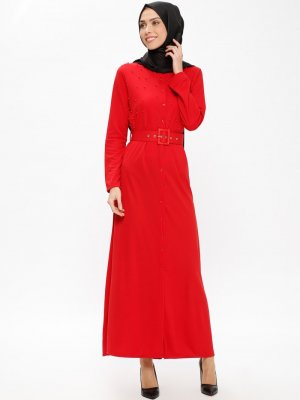 Dadali Kırmızı Kemerli Elbise