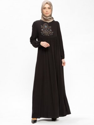 Ginezza Siyah Drop Basklılı Elbise