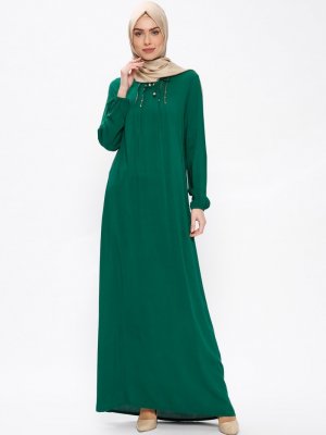 Ginezza Açık Yeşil Drop Baskı Detaylı Elbise