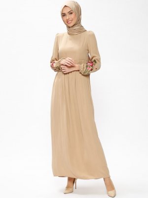 Tuncay Camel Nakış Detaylı Elbise