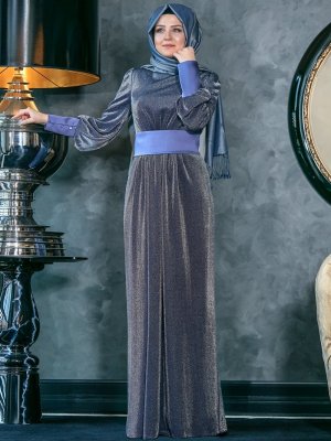An-Nahar Lacivert Sedef Abiye Elbise