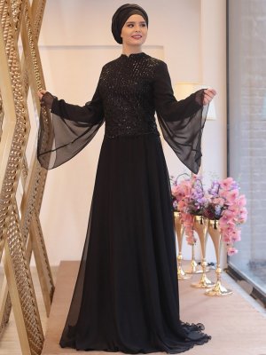 Saliha Siyah Gözde Abiye Elbise