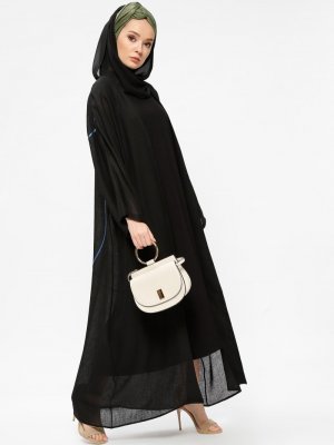 Ajal Siyah Desenli Ferace&Elbise İkili Takım