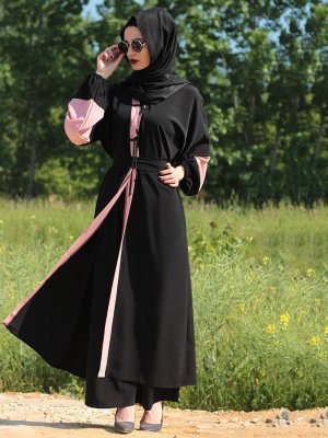 Fatma Aydın Siyah Pudra Elbise Ferace