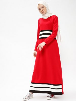 Bwest Kırmızı Garnili Elbise