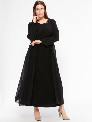 Armine Siyah Yaka Detaylı Elbise