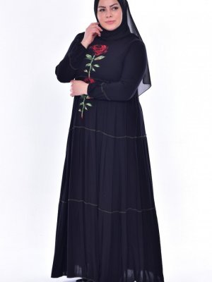 Sefamerve Siyah Nakış Detaylı Elbise