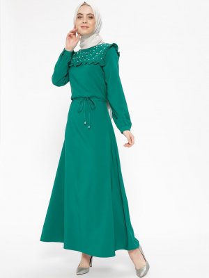 CML Collection Yeşil İncili Elbise