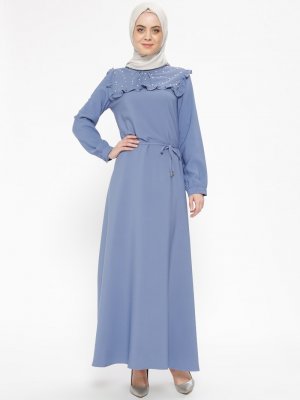 CML Collection İndigo İncili Elbise